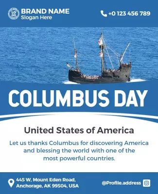 Historic Nautical Theme for Columbus Day Celebration Poster Template