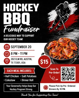 Hockey Team BBQ Fundraiser Event Flyer Template