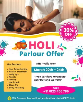 Holi Beauty Parlour Offer Flyer Template