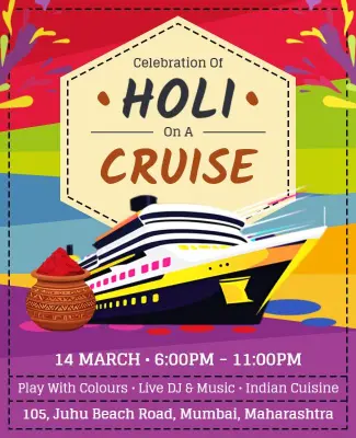 Holi Festival Celebration Cruise Flyer Template