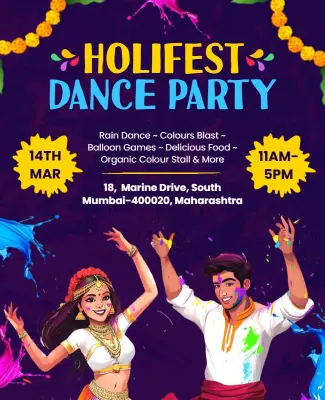 Holi Festival Dance Party Celebration Flyer Template