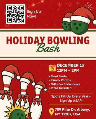 Holiday Bowling Bash Event Flyer Template