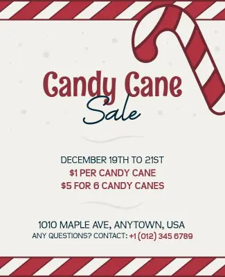 Holiday Candy Cane Sale Flyer Template