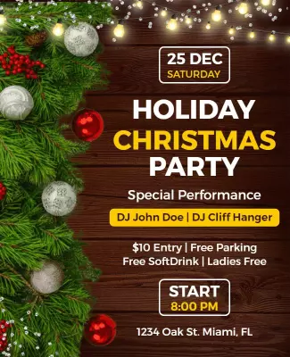 Holiday Christmas Party Event Flyer Template