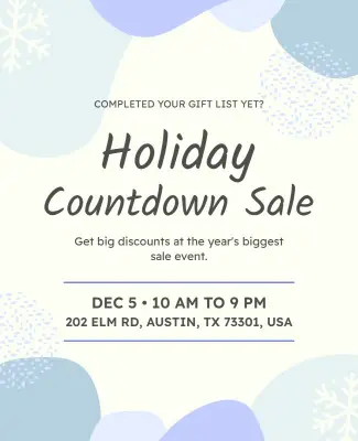 Holiday Countdown Sale Event Poster Template