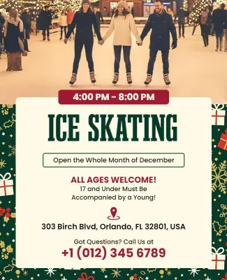 Holiday December Ice Skating Event Flyer Template