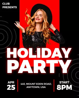 Vibrant Red Holiday Celebration Party Flyer Template