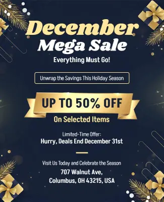 Holiday Season December Mega Sale Discount Flyer Template