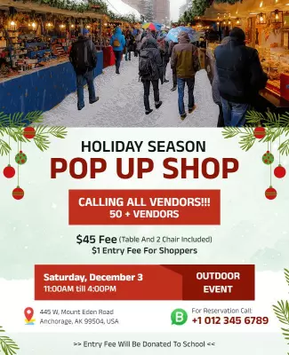 Holiday Season Pop Up Shop Event Flyer Template