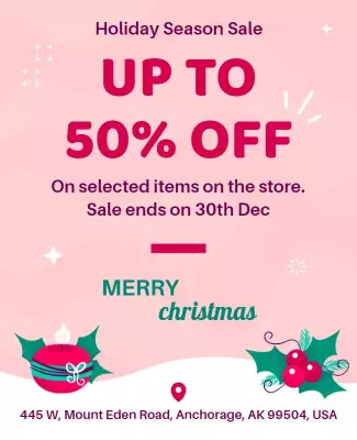 Holiday Season Sale Christmas Discount Flyer Template