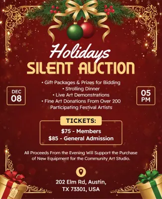 Holiday Silent Auction Charity Event Flyer Template