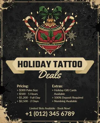 Holiday Tattoo Deals Promotions Flyer Template