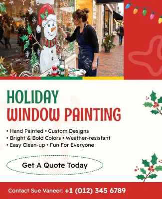 Holiday Window Painting Service Promotion Flyer Template