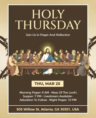 Holy Thursday Prayer and Reflection Event Poster Template