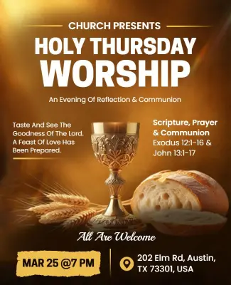 Holy Thursday Worship Service Poster Template