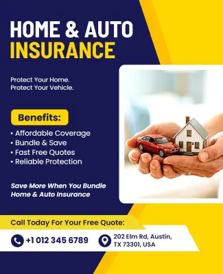 Home and Auto Insurance Promotional Flyer Template