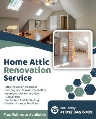 Home Attic Renovation Service Promotion Flyer Template