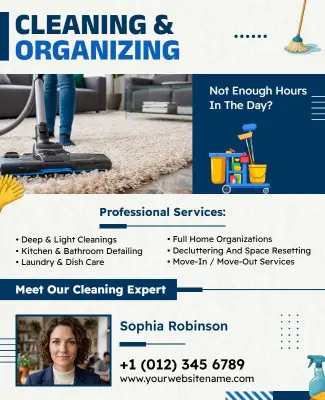Home Cleaning and Organizing Service Poster Template