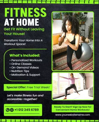 Home Fitness Workout Promotion Flyer Template