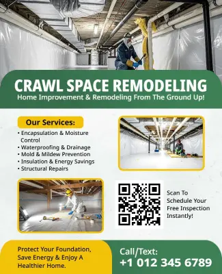 Home Improvement and Crawl Space Remodeling Services Flyer Template