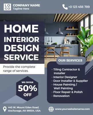 Home Interior Design Service Promotion Flyer Template
