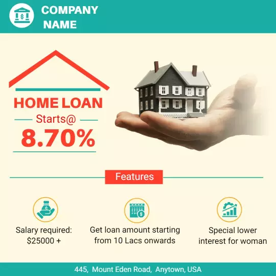 Home Loan Offer with Low Interest for Women Ad Template