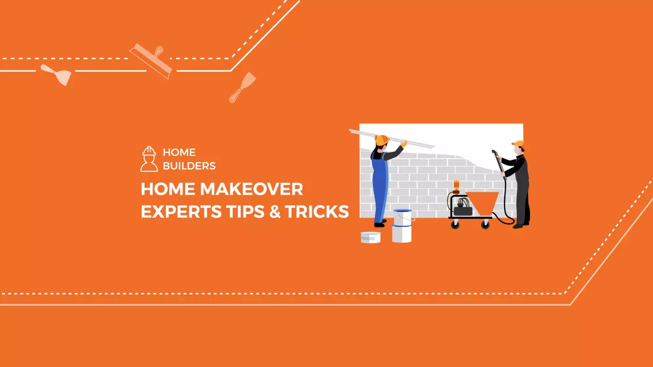 Home Makeover Tips and Tricks on Bright Orange YouTube Banner Template