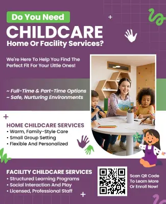 Home or Facility Childcare Information Flyer Template