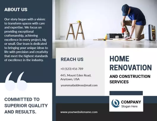 Home Renovation and Construction Quality Services Brochure Template