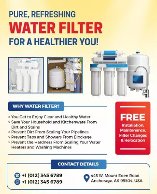 Home Water Purification System Promotional Flyer Template