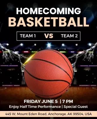 Homecoming Basketball Game Event Flyer Template