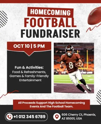 Homecoming Football Fundraiser Event Flyer Template