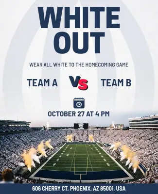 Homecoming Football Game White Out Flyer Template