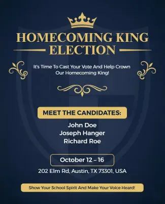 Homecoming King Election Event Announcement Flyer Template