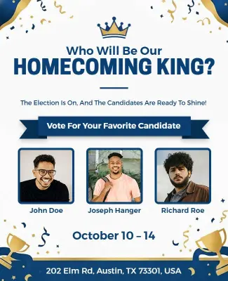 Homecoming King Election Voting Announcement Flyer Template