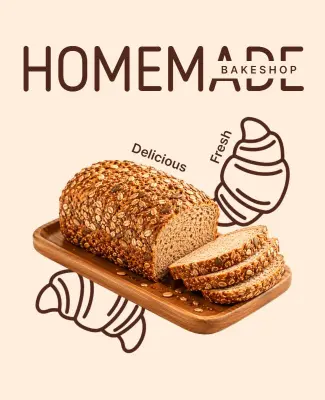 Homemade Bakeshop Fresh Bread Poster Template