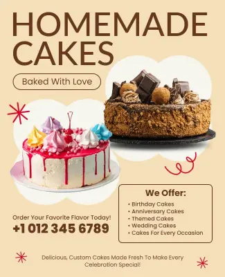 Homemade Custom Cakes Service Flyer Template