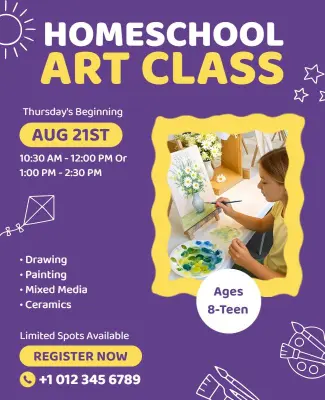 Homeschool Art Class Workshop Flyer Template