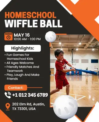 Homeschool Wiffle Ball Event Flyer Template