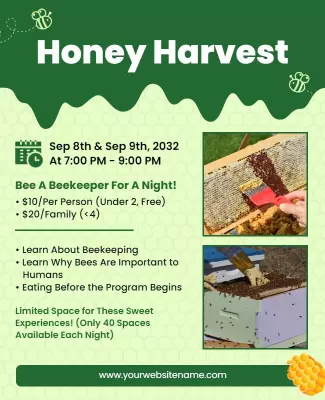 Honey Harvest Beekeeping Experience Flyer Template