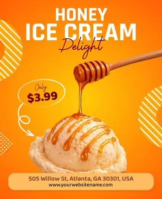 Honey Ice Cream Delight Promotion Flyer Template