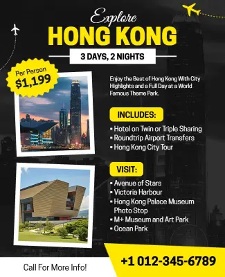 Hong Kong Travel Tour Package Flyer Template
