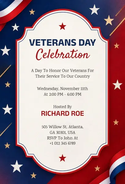 Honoring Our Heroes Veterans Day Festival Invitation Template