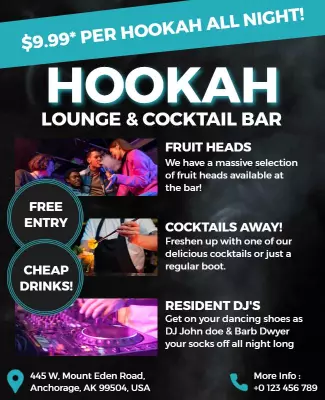 Hookah Lounge and Cocktail Bar Event Flyer Template