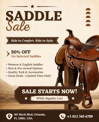 Horse Saddle Sale Promotional Flyer Template