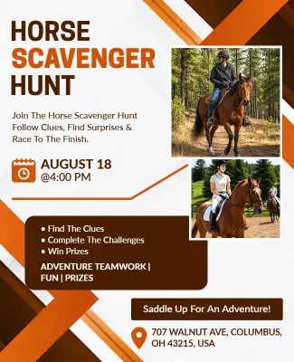 Horse Scavenger Hunt Adventure Flyer Template