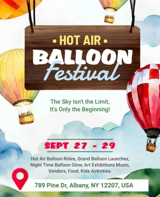 Colorful Hot Air Balloon Festival Celebration Flyer Template