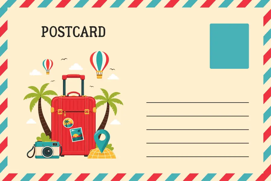 Hot Air Balloon Travel Adventure Postcard Template