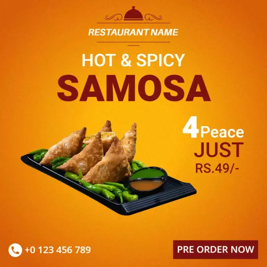 Hot and Spicy Samosa Special with Green Chutney Ad Template