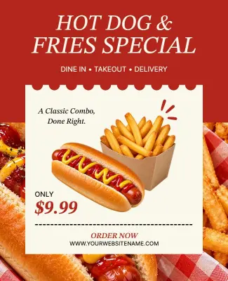 Hot Dog and Fries Special Offer Flyer Template